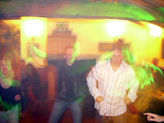 Donna Hughes, Rob Griffiths and Dave Wilson dancing