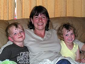Sian Williams and her kids